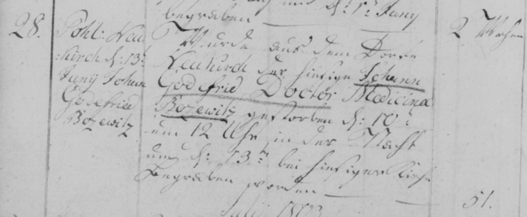 13 JUN 1803 Johann Godefrid Bosewitz