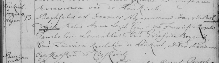 13 MAY 1749 Godefridus Bosewitz
