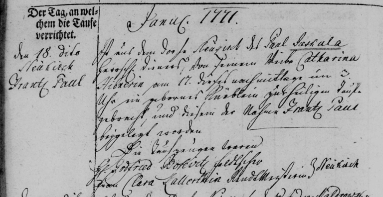 18 JAN 1771 Godfried Bosewitz