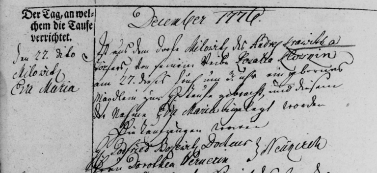27 DEC 1776 Godfried Bosewitz