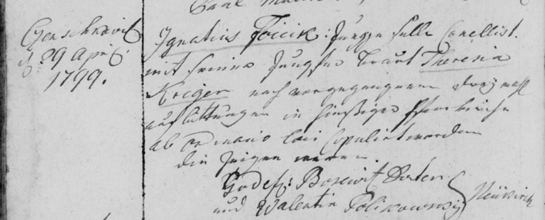 29 APR 1799 Godefridus Bosewitz